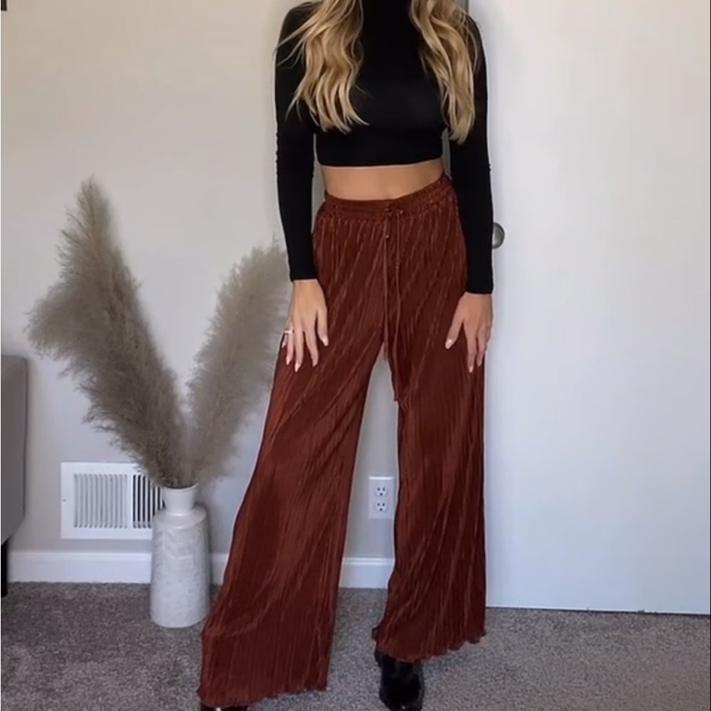 Rust wide leg pants